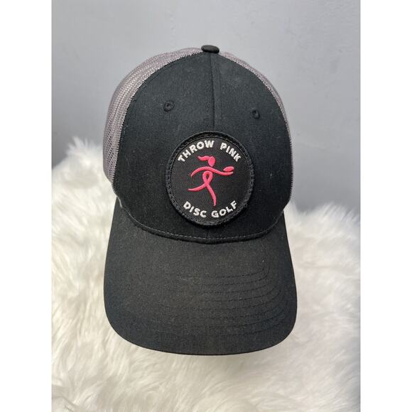 Throw‎ Pink Disc Golf Mesh Back Ball Cap Black Gray Trucker - Picture 1 of 6